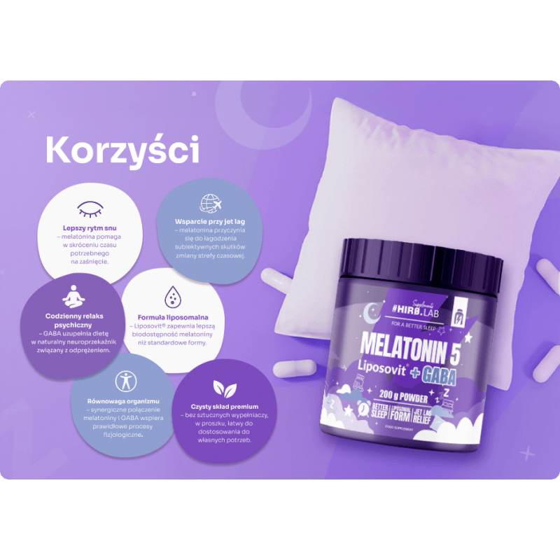 Ingrijire personala si Cosmetice - Sanatate si wellness - Suplimente alimentare - Alte suplimente alimentare - Melatonin 5 Liposovit + GABA pudra – 200 grame, Hiro.Lab - Infinity.ro