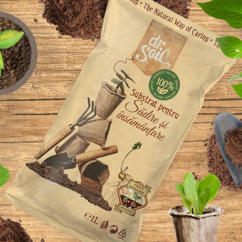 Casa si Gradina - Gradinarit si plante - Intretinere gradina - Pamant flori, ingrasaminte si pesticide - Substrat natural Dr.Soil pentru insamantare la punga de 1L - Infinity.ro
