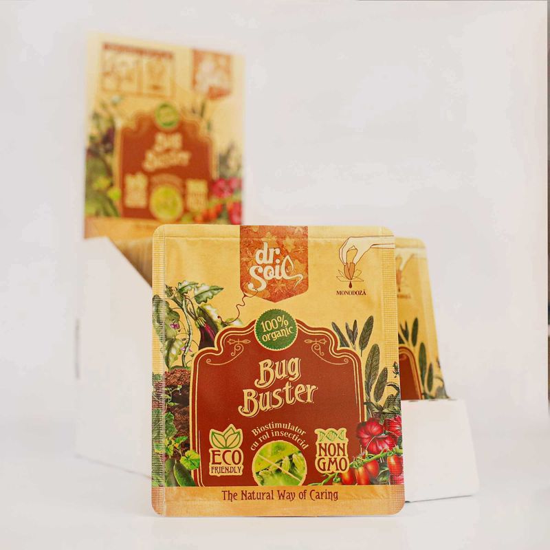 Casa si Gradina - Gradinarit si plante - Intretinere gradina - Pamant flori, ingrasaminte si pesticide - Dr.Soil BUG BUSTER, biostimulator cu rol insecticid, monodoza de 10ml pentru 1L de solutie pentru pulverizat - Infinity.ro