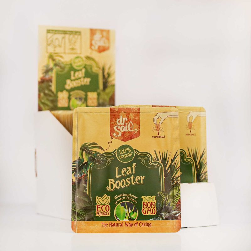 Casa si Gradina - Gradinarit si plante - Intretinere gradina - Pamant flori, ingrasaminte si pesticide - Dr.Soil LEAF BOOSTER, biostimulator cu rol de regenerare a frunzelor, monodoza de 10ml pentru 1L de solutie pentru pulverizat - Infinity.ro
