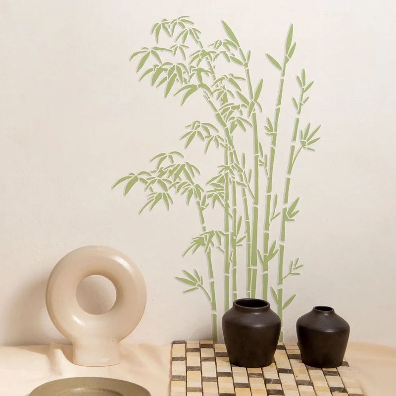 Casa si Gradina - Decoratiuni - DIY - Sabloane decorative pereti - Sablon Perete vopsire, tencuiala model Padure de Bambus MXSP7658 marime 340 x 520 mm - Infinity.ro