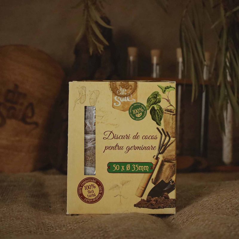 Casa si Gradina - Gradinarit si plante - Intretinere gradina - Pamant flori, ingrasaminte si pesticide - Set 50 pastile de cocos pentru germinare cu diametrul de 35 mm, ideale pentru rasadnite - Infinity.ro