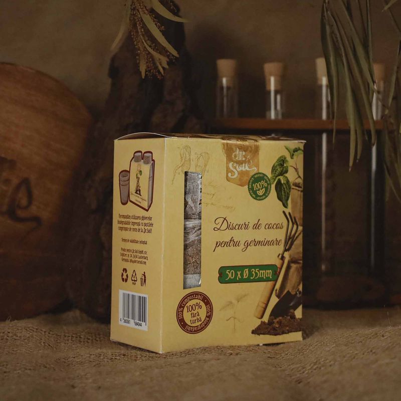 Casa si Gradina - Gradinarit si plante - Intretinere gradina - Pamant flori, ingrasaminte si pesticide - Set 50 pastile de cocos pentru germinare cu diametrul de 35 mm, ideale pentru rasadnite - Infinity.ro