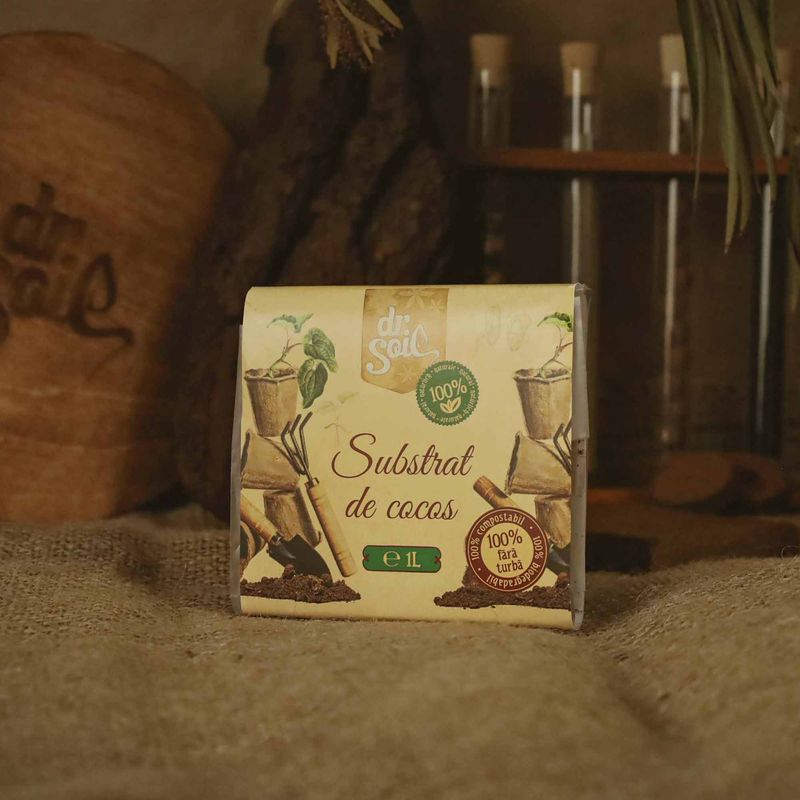 Casa si Gradina - Gradinarit si plante - Intretinere gradina - Pamant flori, ingrasaminte si pesticide - Substrat din turbă de cocos Dr.Soil, tabletă comprimată - 1L după expandare - Infinity.ro