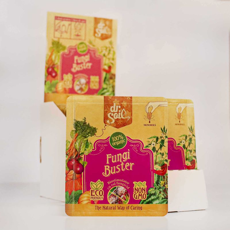 Casa si Gradina - Gradinarit si plante - Intretinere gradina - Pamant flori, ingrasaminte si pesticide - Dr.Soil FUNGI BUSTER, biostimulator cu rol fungicid, monodoza de 10ml pentru 1L de solutie pentru pulverizat - Infinity.ro
