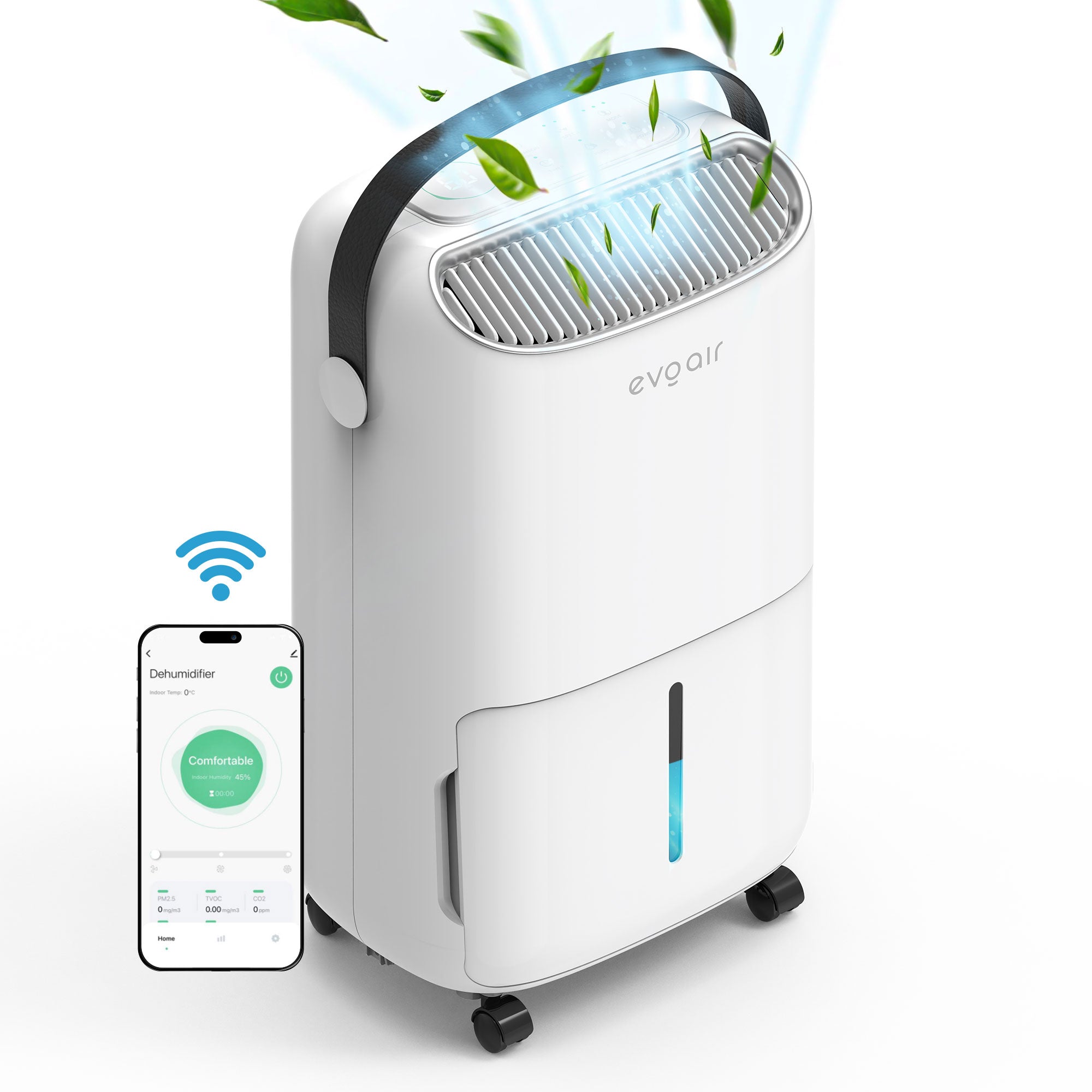 Dezumidificator Evoair, NovaDry 16 Smart, 16l/24h, Functie Ionizare, Uscare Rufe, Rezervor 2.5l, Lampa UVC, Curea Neagra