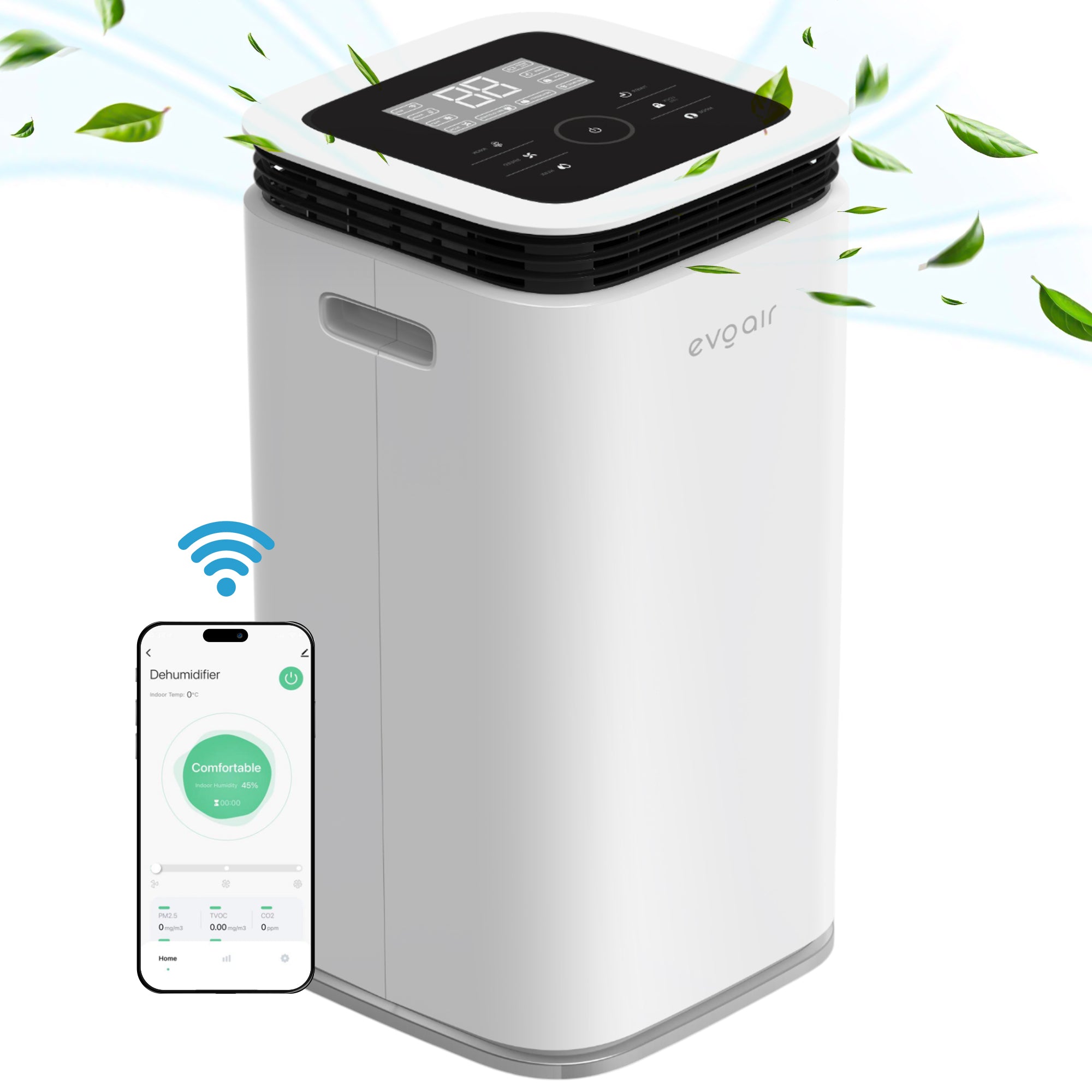 Dezumidificator Evoair, FlexyDry 16 Smart, 16l/24h, Senzor de Umiditate, Functie Ionizare, Uscare Rufe, Rezervor 2.2l