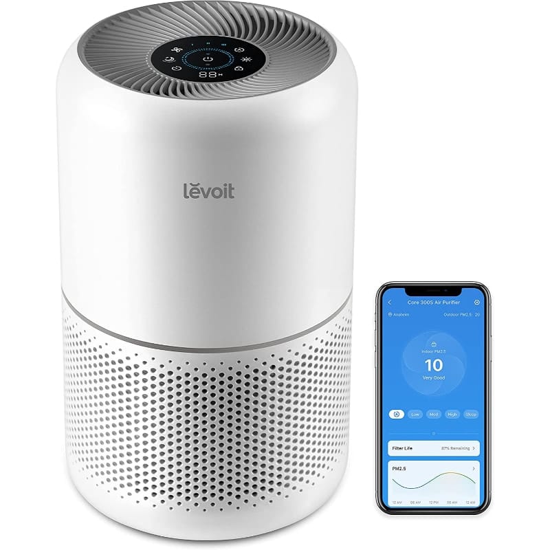 Purificator de aer Smart Levoit Core 300S Wi-Fi, True HEPA, Senzor Calitate Aer, Mod Auto, Alb