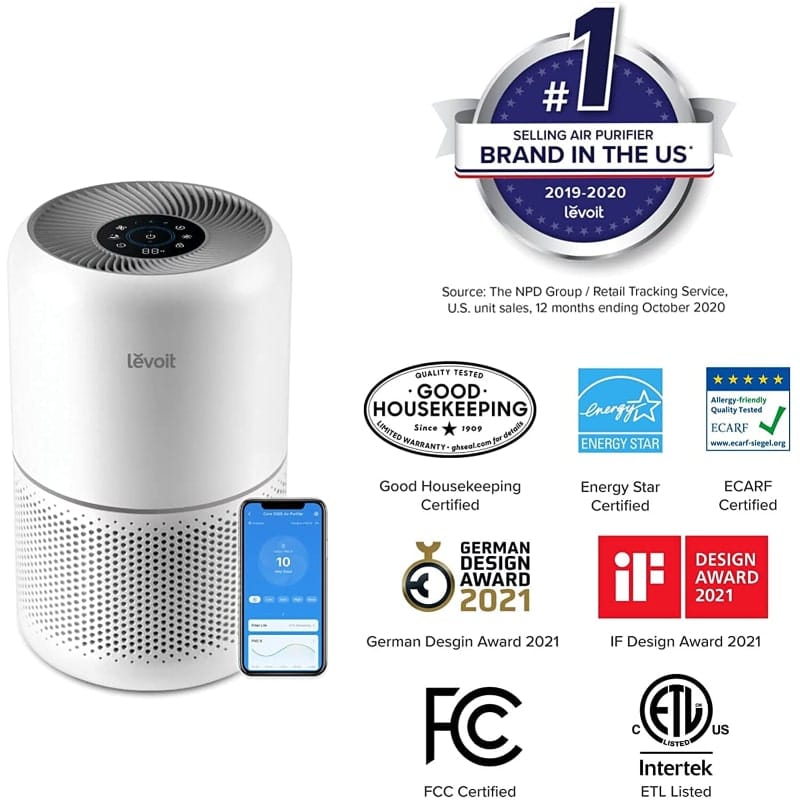 Electronice si Electrocasnice - Climatizare si sisteme de incalzire - Aparate filtrare aer - Purificatoare de aer - Purificator de aer Smart Levoit Core 300S Wi-Fi, True HEPA, Senzor Calitate Aer, Mod Auto, Alb - Infinity.ro