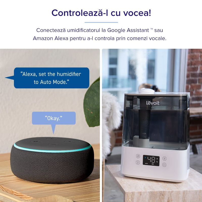 Electronice si Electrocasnice - Climatizare si sisteme de incalzire - Aparate filtrare aer - Umidificatoare - Umidificator de aer LEVOIT Classic 300S, Smart, Rezervor 6L, Silentios, Senzor Umiditate, Functie AUTO, Aromaterapie - Infinity.ro