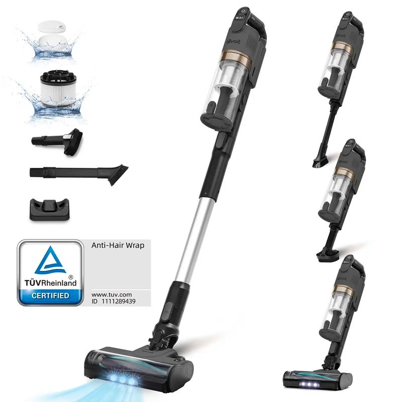 Electronice si Electrocasnice - Ingrijirea locuintei - Aspiratoare - Aspirator vertical fara fir LEVOIT V200, Autonomie 50 Min, Iluminare LED, 180W, Container 0.75 L, Filtru HEPA 5 Stadii - Infinity.ro