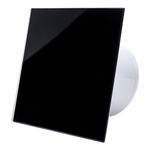 Casa si Gradina - Sanitare - Suporturi si accesorii baie - Sisteme de ventilatie - Ventilator baie Ecovent DECORA SMART, Ø100, Silent, Senzor Umiditate, Timer, sticla, Clapeta antiretur, 93 m3/h, Negru - Infinity.ro