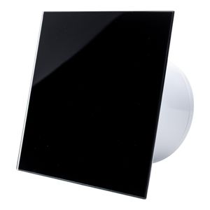 Ventilator baie Ecovent DECORA SMART, Ø100, Silent, Senzor Umiditate, Timer, sticla, Clapeta antiretur, 93 m3/h, Negru