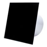 Casa si Gradina - Sanitare - Suporturi si accesorii baie - Sisteme de ventilatie - Ventilator baie Ecovent DECORA SMART, Ø100, Silent, Senzor Umiditate, Timer, sticla, Clapeta antiretur, 93 m3/h, Negru - Infinity.ro