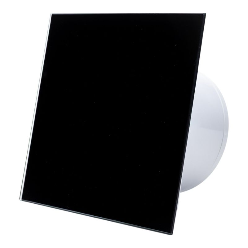 Casa si Gradina - Sanitare - Suporturi si accesorii baie - Sisteme de ventilatie - Ventilator baie Ecovent DECORA SMART, Ø100, Silent, Senzor Umiditate, Timer, sticla, Clapeta antiretur, 93 m3/h, Negru - Infinity.ro