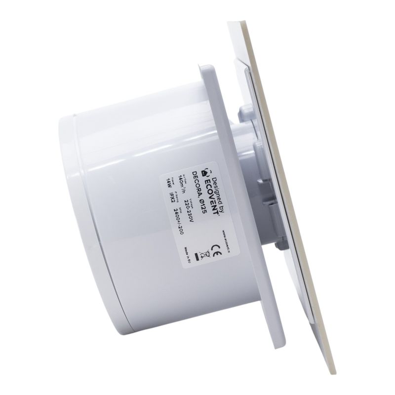 Casa si Gradina - Sanitare - Suporturi si accesorii baie - Sisteme de ventilatie - Ventilator de baie Ecovent DECORA, Ø125, Super Silent, Plexiglas, Clapeta antiretur, Debit 140 m3/h, Garantie 5 ani, Bej - Infinity.ro