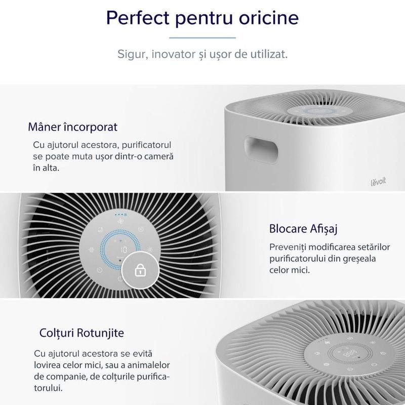 Electronice si Electrocasnice - Climatizare si sisteme de incalzire - Aparate filtrare aer - Purificatoare de aer - Purificator de aer Smart Levoit Core 600S Wi-Fi,  697 m³/h, Filtru 3 in 1 True HEPA, Senzor Calitate Aer, Control Remote - Infinity.ro