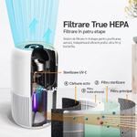 Electronice si Electrocasnice - Climatizare si sisteme de incalzire - Aparate filtrare aer - Purificatoare de aer - Purificator de aer Evoair, YuvoSpin, Lampa UV-C, True Hepa, Functie Polen/Animale, Mod Noapte, Lumina Ambientala, Alb - Infinity.ro