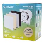 Casa si Gradina - Sanitare - Suporturi si accesorii baie - Sisteme de ventilatie - Ventilator de baie Ecovent DECORA, Ø125, Super Silent, Plexiglas, Clapeta antiretur, Debit 140 m3/h, Garantie 5 ani, Bej - Infinity.ro