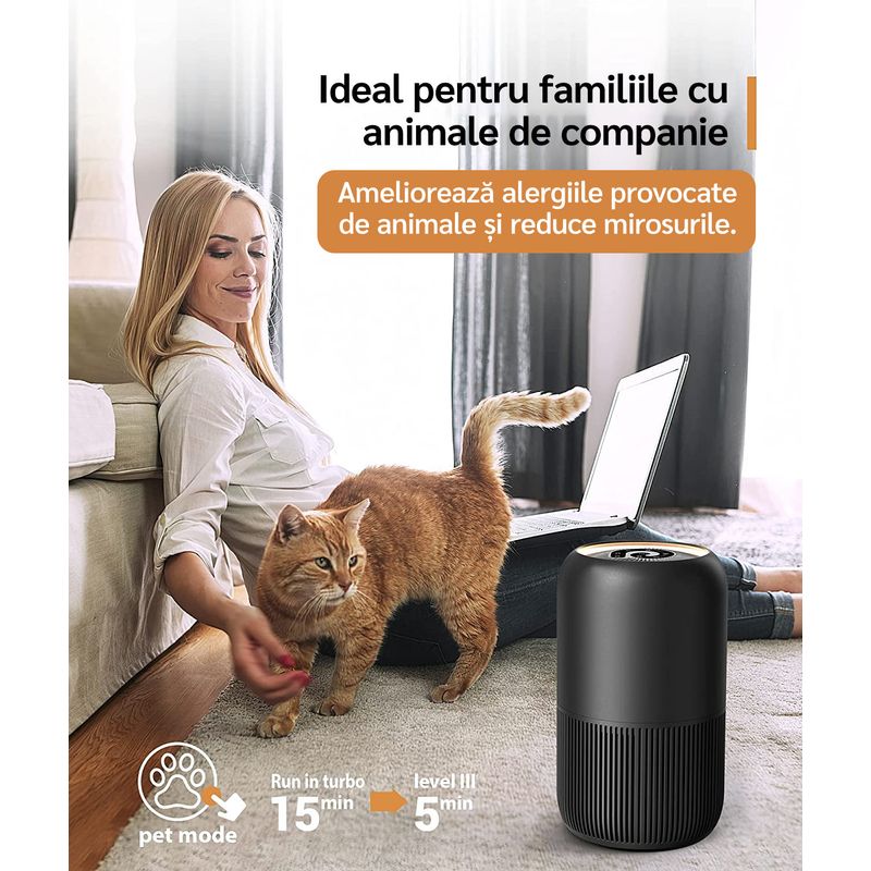 Electronice si Electrocasnice - Climatizare si sisteme de incalzire - Aparate filtrare aer - Purificatoare de aer - Purificator de aer Evoair, YuvoSpin, Lampa UV-C, True Hepa, Functie Polen/Animale, Mod Noapte, Lumina Ambientala, Alb - Infinity.ro