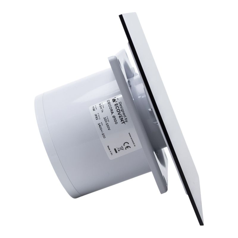 Casa si Gradina - Sanitare - Suporturi si accesorii baie - Sisteme de ventilatie - Ventilator de baie Ecovent DECORA, Ø100, Super Silent, Plexiglas, Clapeta antiretur, Debit 93 m3/h, Garantie 5 ani,Negru - Infinity.ro