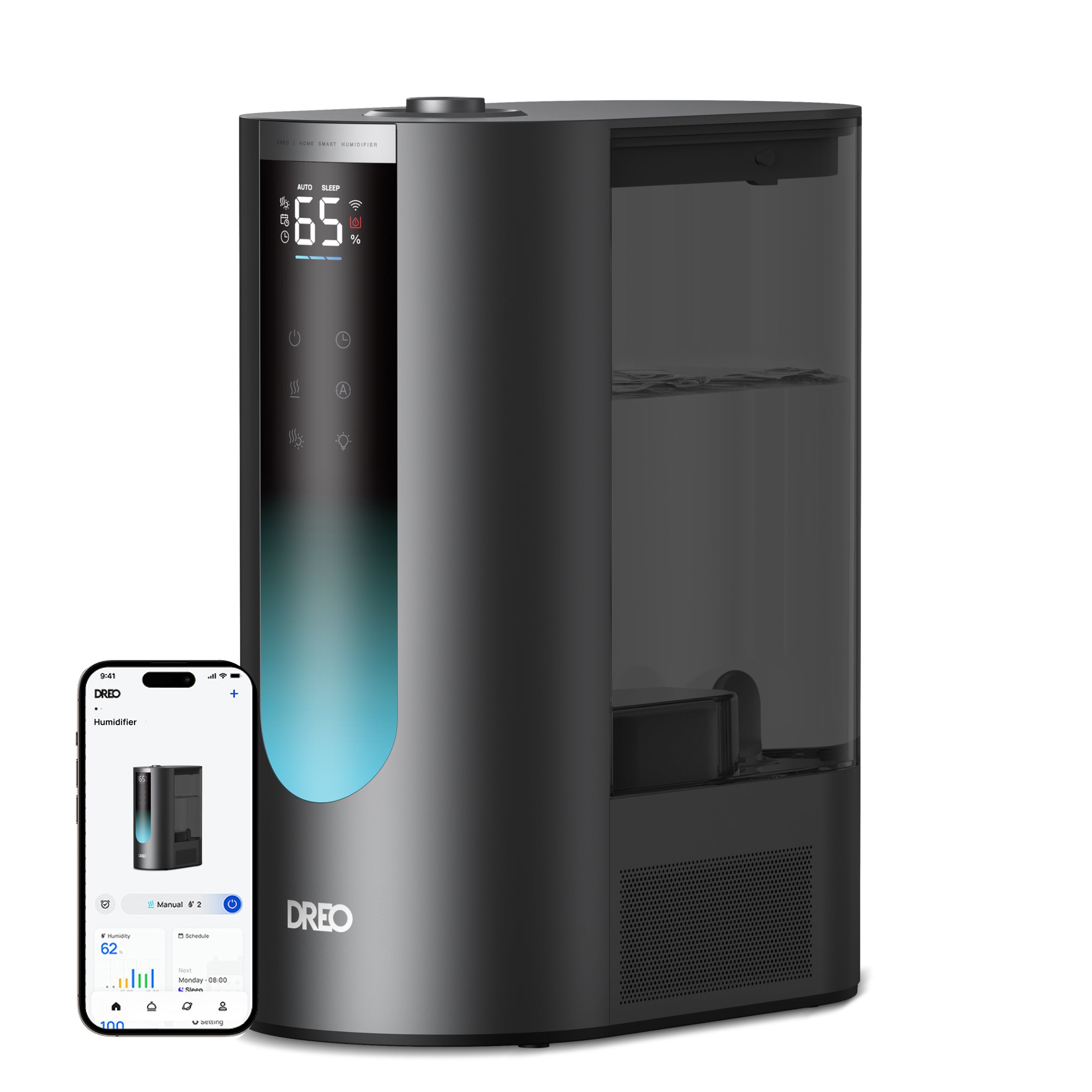 Umidificator aer Dreo DR-HHM013S Smart, 6l, 500ml/h, Ceata calda/Rece, Indicator Umiditate, Mod Auto, Aromaterapie,Negru
