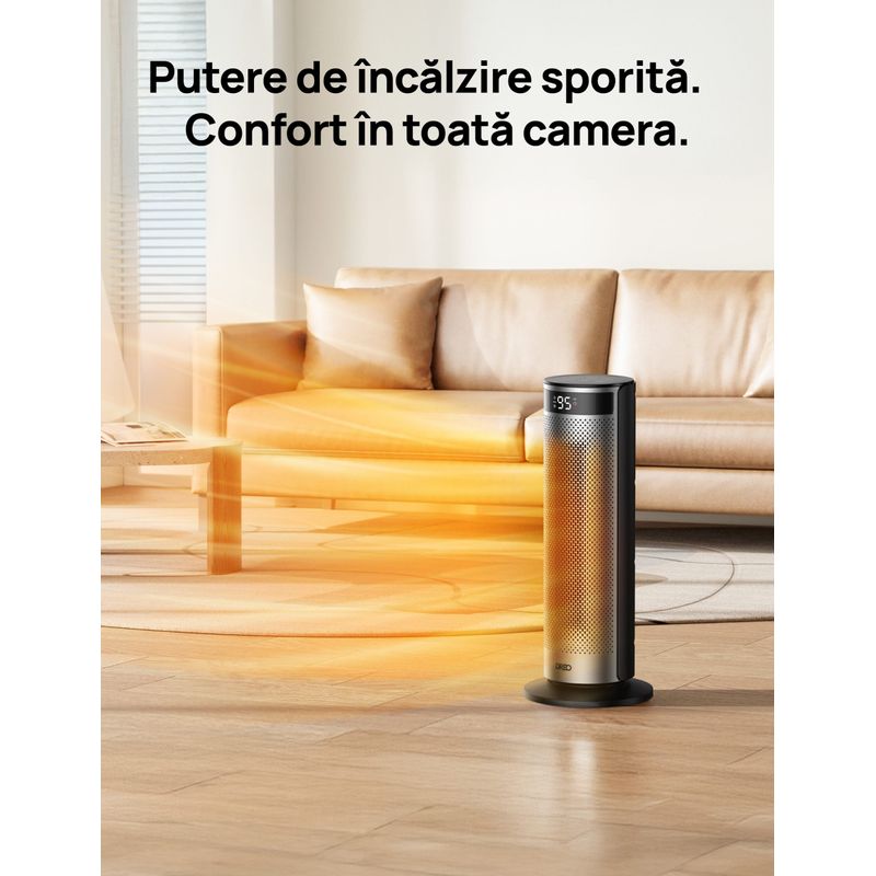 Electronice si Electrocasnice - Climatizare si sisteme de incalzire - Aparate incalzire aer - Aeroterme - Aeroterma Dreo Solaris SH628, 2000W, Heater Ceramica, Termostat, Eco Mode, Functie Ventilator, Oscilatie 70°, Timer 12h - Infinity.ro