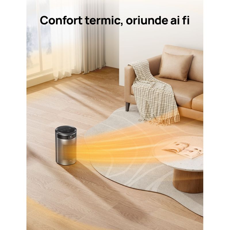 Electronice si Electrocasnice - Climatizare si sisteme de incalzire - Aparate incalzire aer - Aeroterme - Aeroterma Dreo Atom 416, 1500W, Heater Ceramica, Termostat, Timer 12h, Display LED, Silentios, Mod Eco, Telecomanda - Infinity.ro