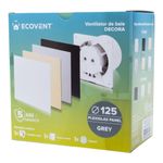 Casa si Gradina - Sanitare - Suporturi si accesorii baie - Sisteme de ventilatie - Ventilator de baie Ecovent DECORA, Ø125, Super Silent, Plexiglas, Clapeta antiretur, Debit 140 m3/h, Garantie 5 ani, Gri - Infinity.ro