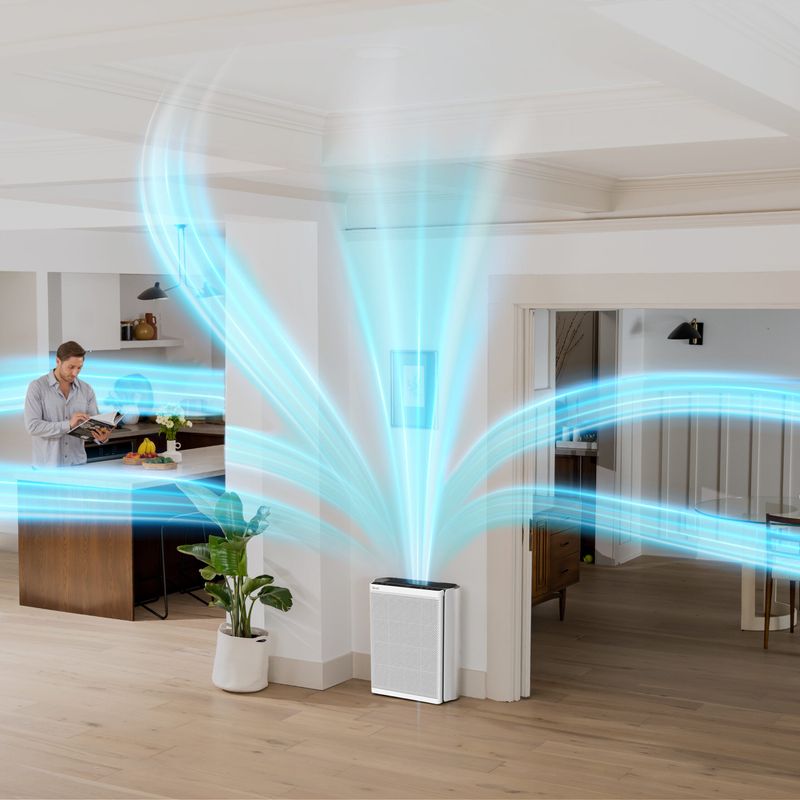 Electronice si Electrocasnice - Climatizare si sisteme de incalzire - Aparate filtrare aer - Purificatoare de aer - Purificator de aer Smart Levoit EverestAir Wi-Fi, Filtru True HEPA, 100 m², Flux de Aer Multidirectional, Mod Auto - Infinity.ro