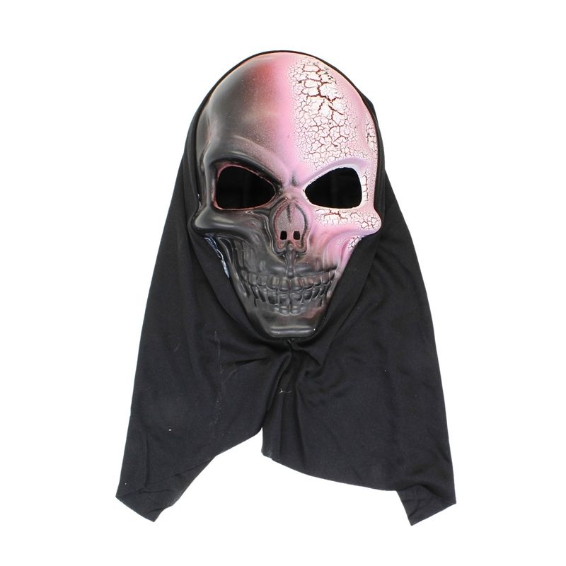 Casa si Gradina - Decoratiuni - Decoratiuni petrecere - Masti si costume carnaval - Masca pentru Halloween, Goodmark, model craniu, cu gluga neagra, efect metalizat, one size - Infinity.ro
