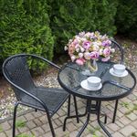 Casa si Gradina - Gradina si terasa - Mobilier exterior - Mese gradina - Masa rotunda Jumi, cu blat din sticla, pentru curte, gradina, terasa sau balcon, diametru 60 cm - Infinity.ro