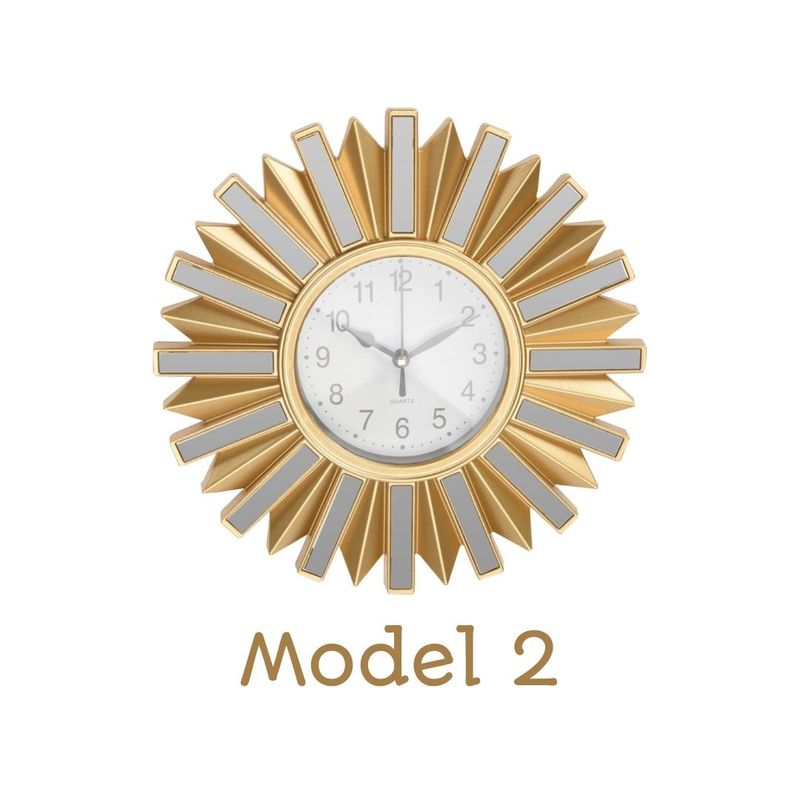 Casa si Gradina - Decoratiuni - Ceasuri - Ceas decorativ Koopman, in forma de soare, auriu cu accente de oglinda, mecanism Quartz - Infinity.ro