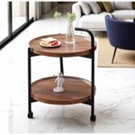 Casa si Gradina - Mobilier - Mese si birouri - Masute de cafea - Masuta de cafea, pe roti, cu doua niveluri, eCarla, 50×50×64 cm, STL22 - Infinity.ro