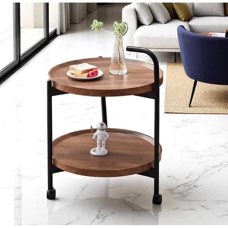 Casa si Gradina - Mobilier - Mese si birouri - Masute de cafea - Masuta de cafea, pe roti, cu doua niveluri, eCarla, 50×50×64 cm, STL22 - Infinity.ro