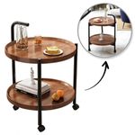 Casa si Gradina - Mobilier - Mese si birouri - Masute de cafea - Masuta de cafea, pe roti, cu doua niveluri, eCarla, 50×50×64 cm, STL22 - Infinity.ro