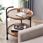 Casa si Gradina - Mobilier - Mese si birouri - Masute de cafea - Masuta de cafea, pe roti, cu doua niveluri, eCarla, 50×50×64 cm, STL22 - Infinity.ro