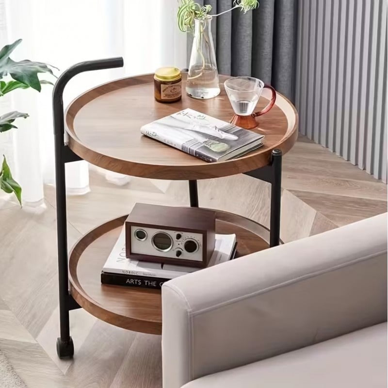 Casa si Gradina - Mobilier - Mese si birouri - Masute de cafea - Masuta de cafea, pe roti, cu doua niveluri, eCarla, 50×50×64 cm, STL22 - Infinity.ro