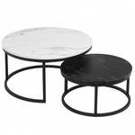 Casa si Gradina - Mobilier - Mese si birouri - Masute de cafea - Set 2 mese, de cafea, rotunde, alb & negru, STL14BCZ, eCarla - Infinity.ro