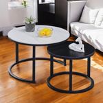 Casa si Gradina - Mobilier - Mese si birouri - Masute de cafea - Set 2 mese, de cafea, rotunde, alb & negru, STL14BCZ, eCarla - Infinity.ro