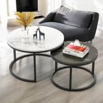 Casa si Gradina - Mobilier - Mese si birouri - Masute de cafea - Set 2 mese, de cafea, rotunde, alb & negru, STL14BCZ, eCarla - Infinity.ro