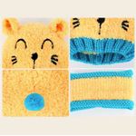 Fashion, accesorii si bijuterii - Copii - Accesorii copii - Caciuli si palarii copii - Set caciula si fular de iarna pentru copii, Model pisica, 6-24 luni - Galben - Infinity.ro