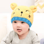 Fashion, accesorii si bijuterii - Copii - Accesorii copii - Caciuli si palarii copii - Set caciula si fular de iarna pentru copii, Model pisica, 6-24 luni - Galben - Infinity.ro