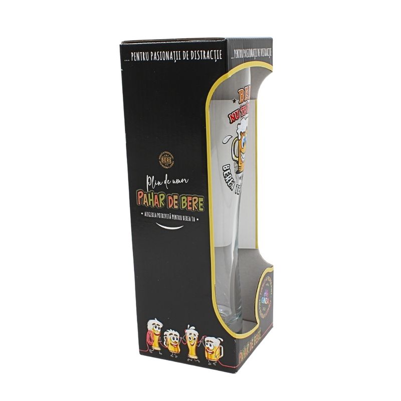 Casa si Gradina - Bucatarie si vesela - Cani si pahare - Pahare - Pahar bere, 500 ml, mesaj funny “Berea nu te intreaba, berea te intelege!" - Infinity.ro