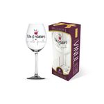 Casa si Gradina - Bucatarie si vesela - Cani si pahare - Pahare - Pahar pentru vin, mesaj amuzant "Vin & relaxare = o viata fericita" - Infinity.ro