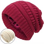 Fashion, accesorii si bijuterii - Femei - Accesorii femei - Caciuli si palarii femei - Fes de iarna cu interior din satin pentru protectia parului - Rosu Bordeaux - Infinity.ro