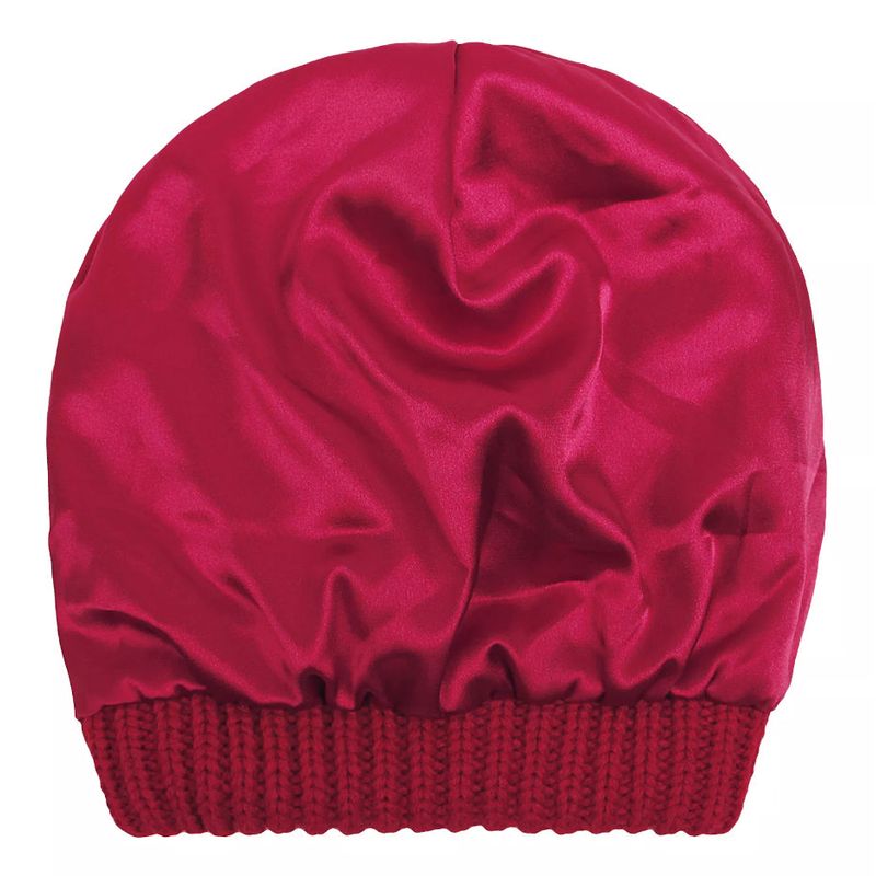 Fashion, accesorii si bijuterii - Femei - Accesorii femei - Caciuli si palarii femei - Fes de iarna cu interior din satin pentru protectia parului - Rosu Bordeaux - Infinity.ro