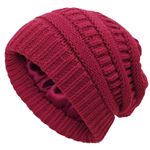 Fashion, accesorii si bijuterii - Femei - Accesorii femei - Caciuli si palarii femei - Fes de iarna cu interior din satin pentru protectia parului - Rosu Bordeaux - Infinity.ro