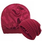 Fashion, accesorii si bijuterii - Femei - Accesorii femei - Caciuli si palarii femei - Fes de iarna cu interior din satin pentru protectia parului - Rosu Bordeaux - Infinity.ro