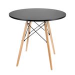Casa si Gradina - Mobilier - Mese si birouri - Mese bucatarie si dining - Masa rotunda Jumi, model scandinav, 80x80 cm, din MDF negru, cu picioare din lemn masiv - Infinity.ro